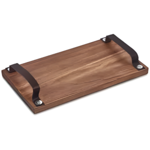 Mapumpi Large Farm Style Wooden Tray with Leather Straps