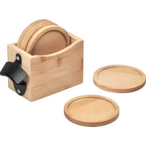 Mapumpi Bamboo Coaster & Bottle Opener Set